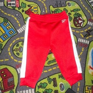 Adidas Kids Red Sweatpants with White Stripes